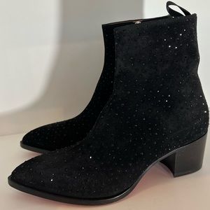 Christian Louboutin Suede/Strass Ankle Boot
